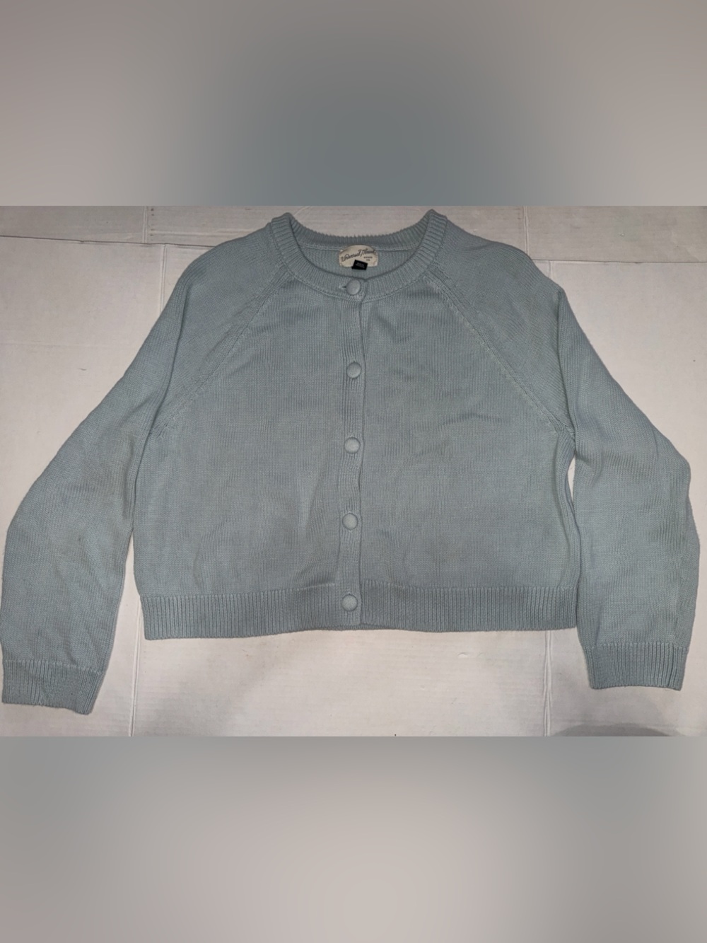 Universal Thread Pale Blue Button-Up Cropped Cotton Cardigan